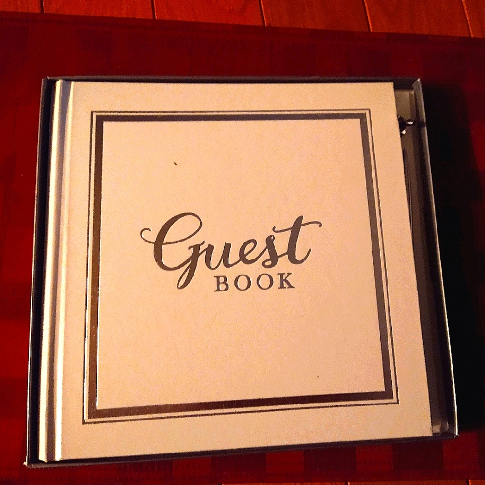 White with silver letters Wedding Guest Book